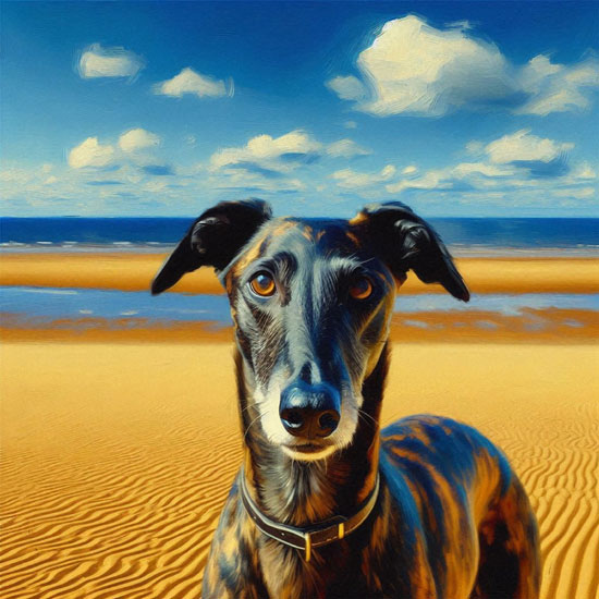 DarkBrindleGreyhoundBeach