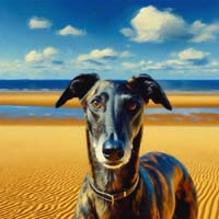 DarkBrindleGreyhoundBeach